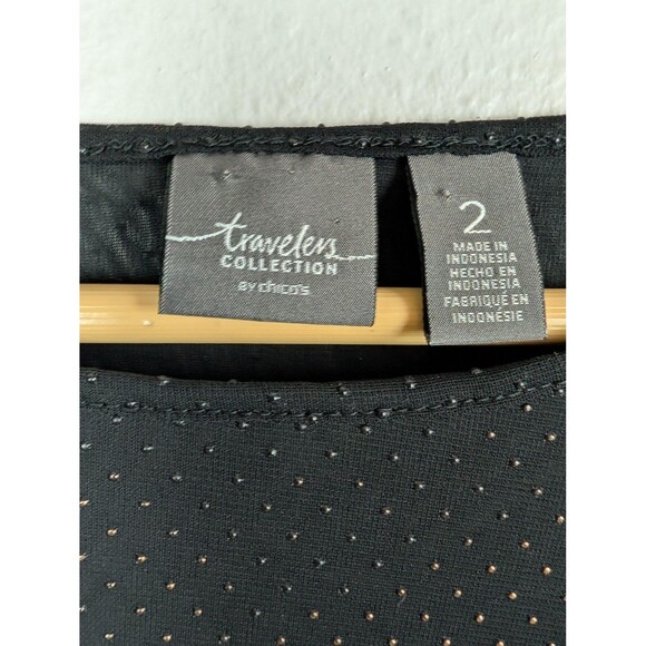 Chicos Travelers Collection Animal Print Top Mesh Sleeve Blouse M - Picture 3 of 9